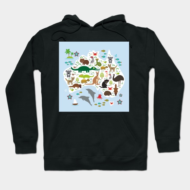 Map of Australia Hoodie by EkaterinaP